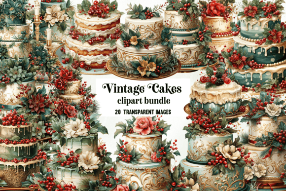 Download Vintage Christmas Cake Clipart - Christmas cake Collection
