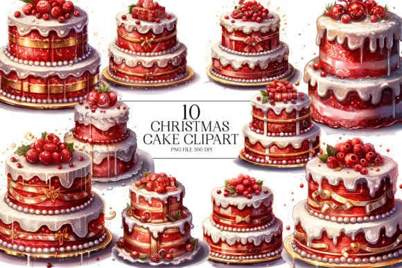 Download Christmas Cake Watercolor Clipart - Christmas cake Collection