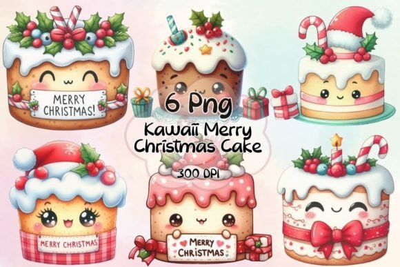 Download Kawaii Merry Christmas Cake Sublimation - Sublimation Collection